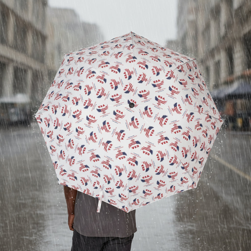 U.S.A. Chaos Pattern Umbrella – Compact Patriotic Rain Shield with Attitude