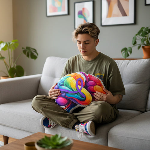 Abstract Brain Pillow — Color, Meaning, Presence