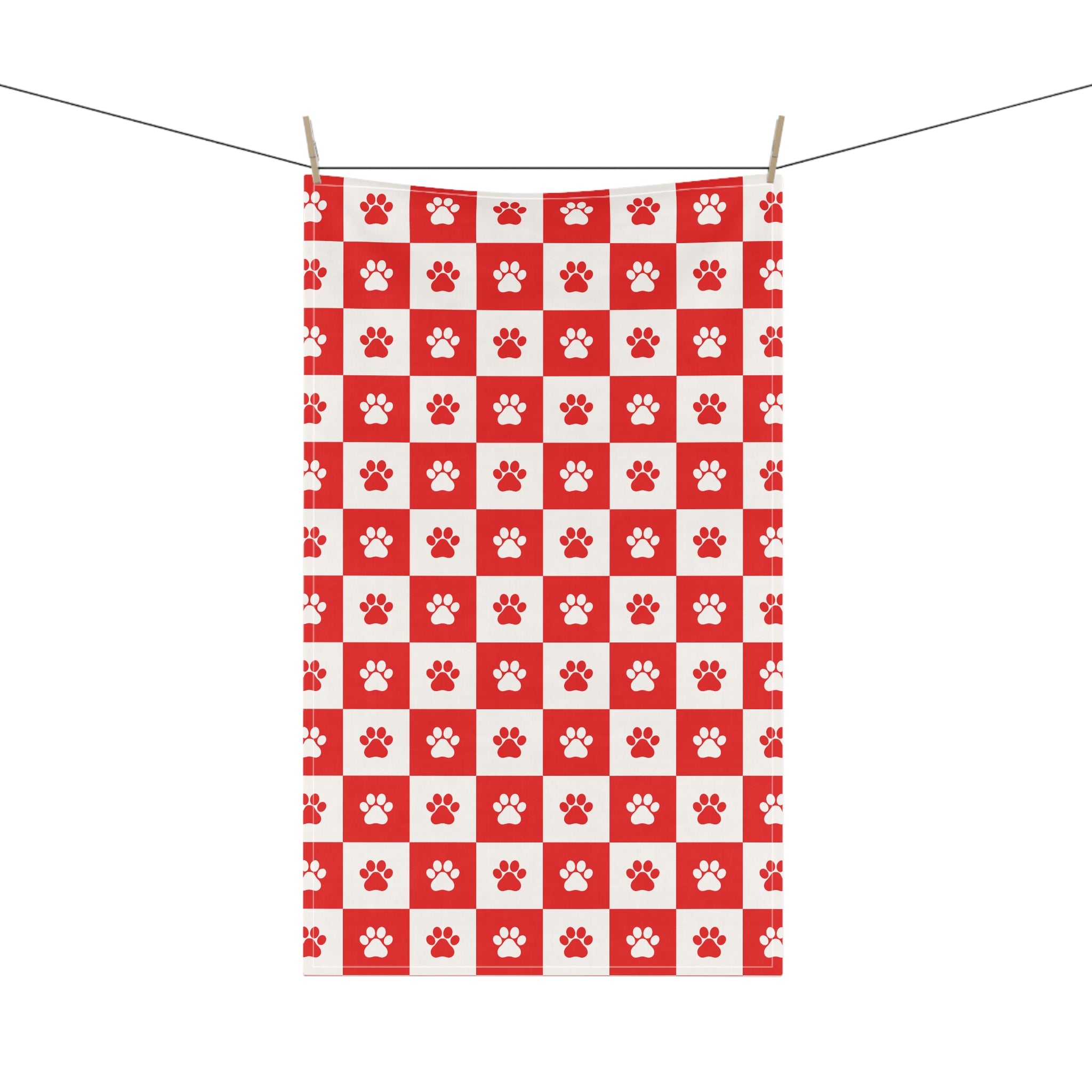 Red & White Paws Tea Towels (cotton, poly) - EpiAl's Shop
