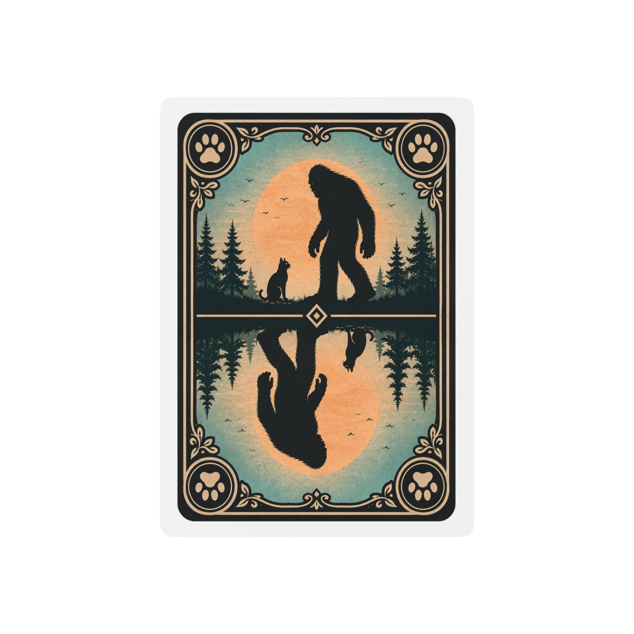 Sasquatch & Cat Playing Cards | Bigfoot Forest Poker Deck