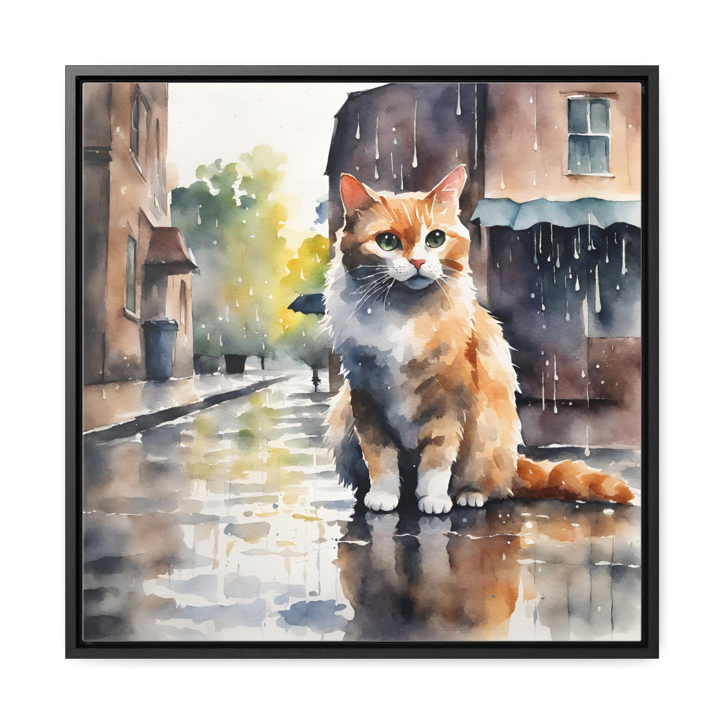 Watercolor Cat Gallery Canvas Wraps, Square Frame - Canvas - Epileptic Al’s Shop