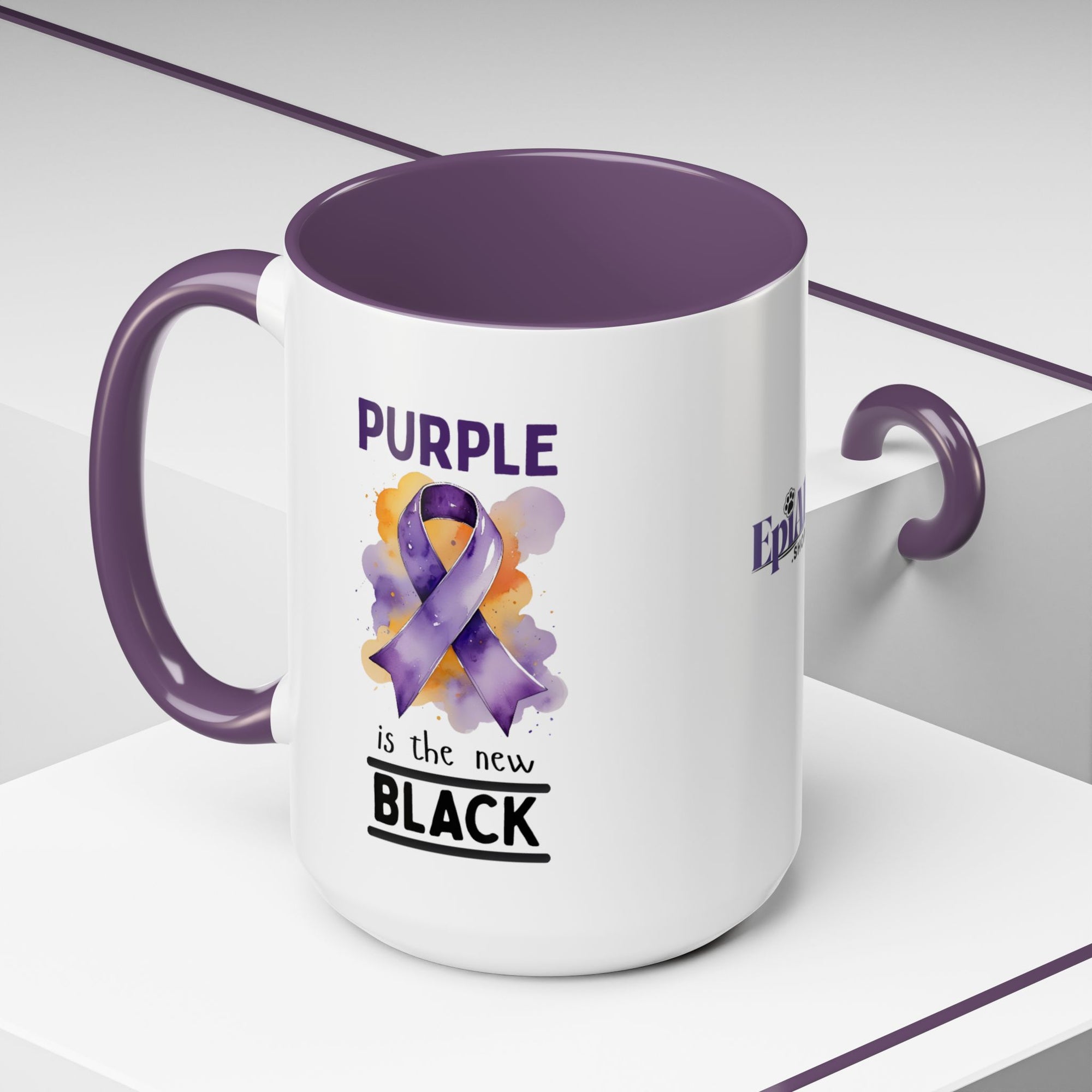 Purple Ribbon Accent Coffee Mug
