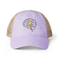 Epilepsy Awareness Washed Mesh Ponytail Cap | Purple Brain Lightning Hat