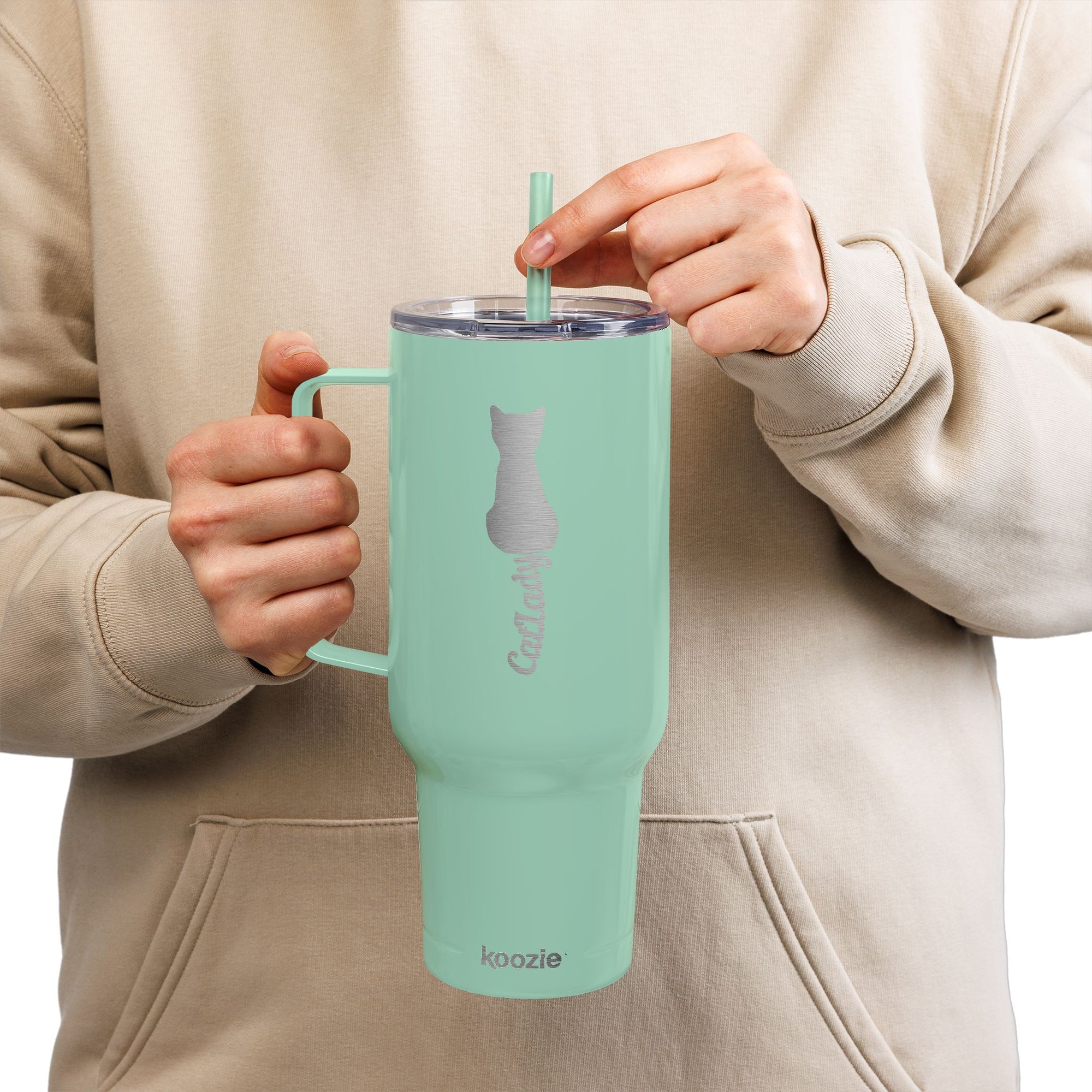 Engraved Cat Lover Insulated 40oz Travel Mug, Stylish Drinkware