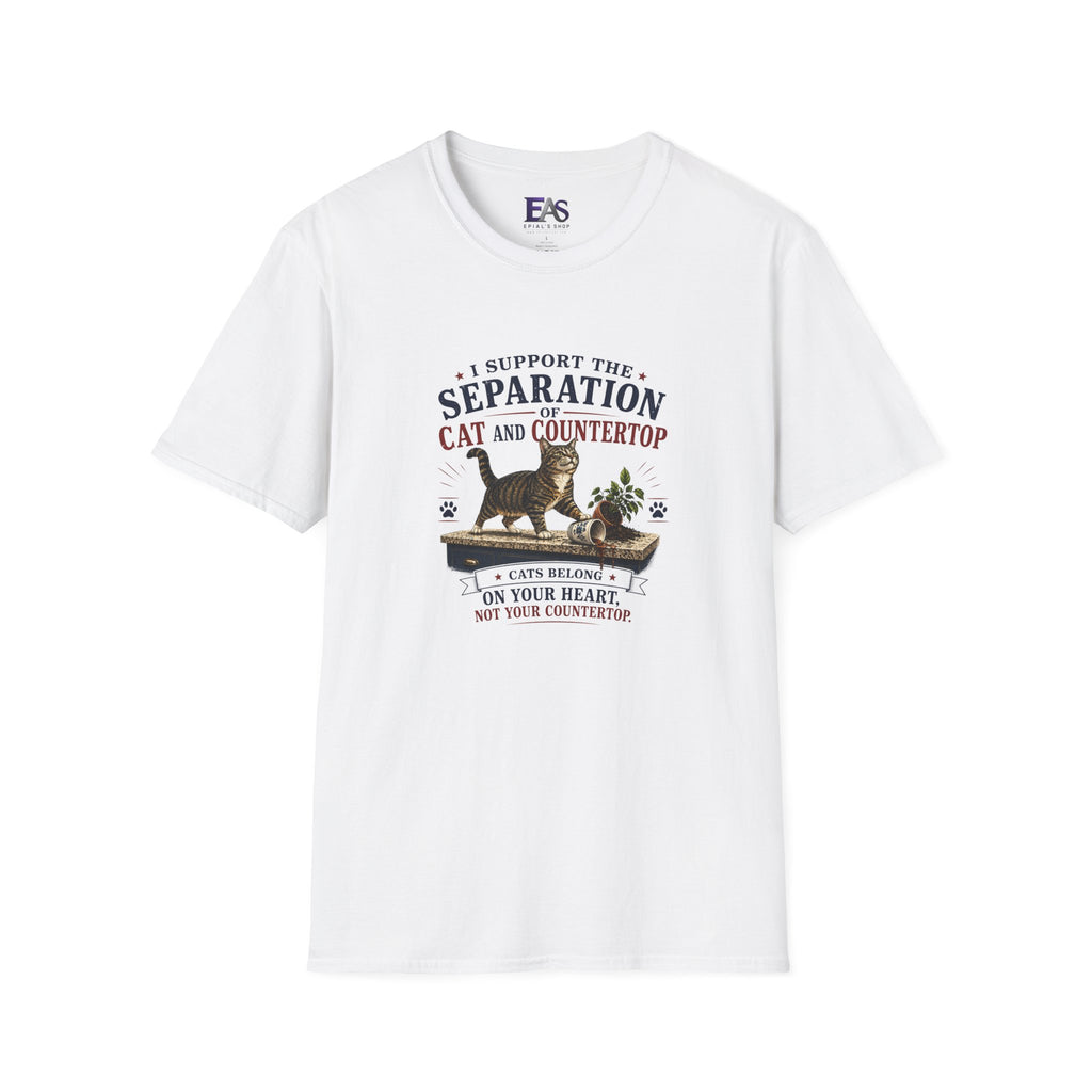 Separation of Cat and Countertop T-Shirt | Funny Cat Lover Tee
