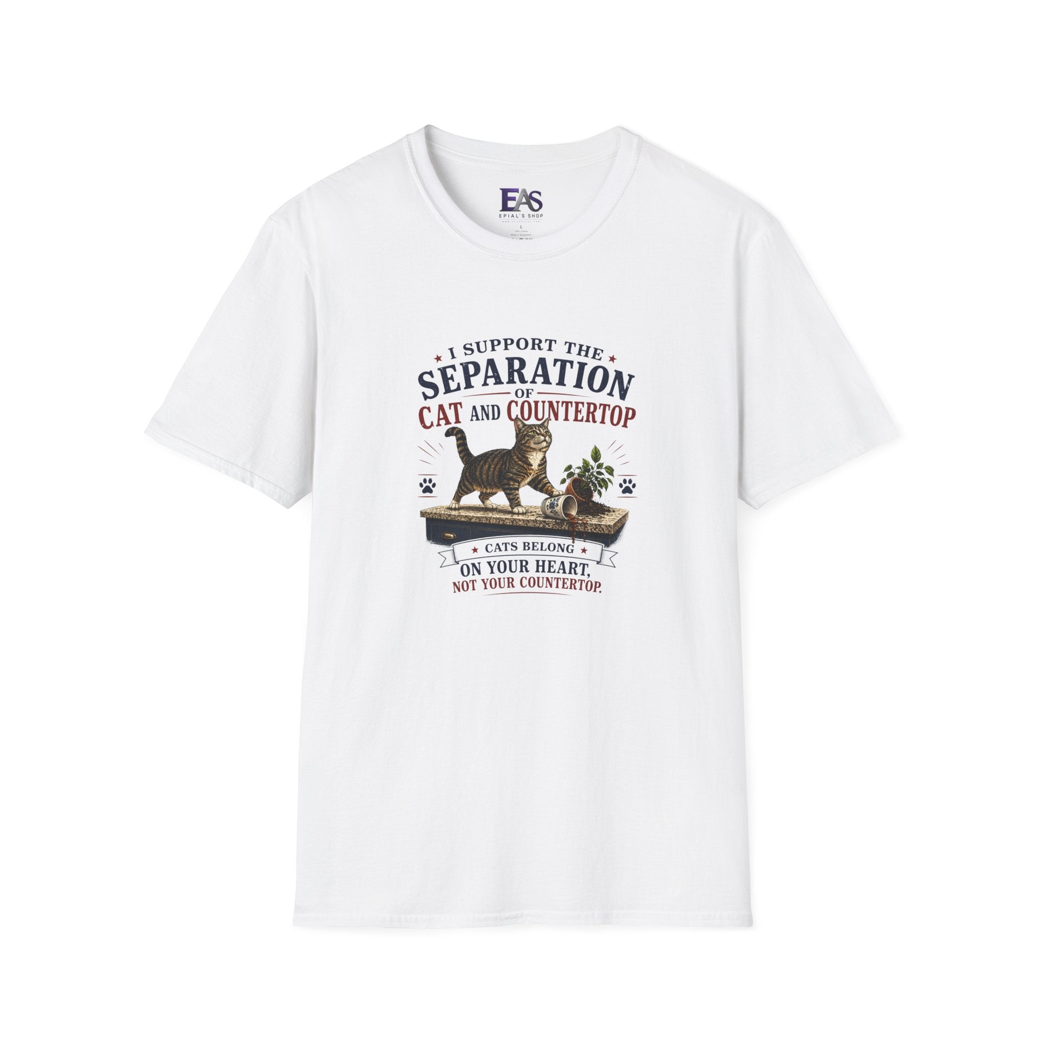 Separation of Cat and Countertop T-Shirt | Funny Cat Lover Tee