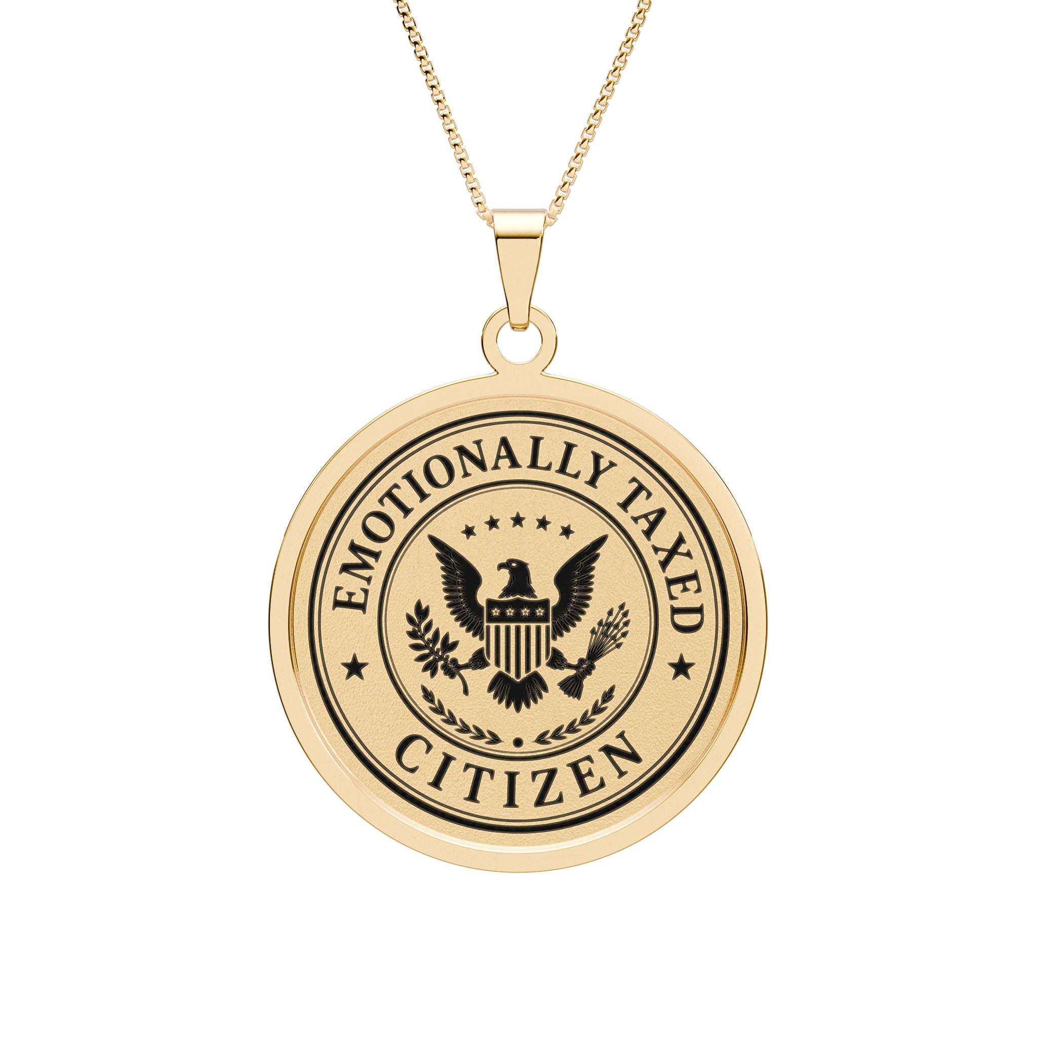 Emotionally Taxed Citizen Faux Government Seal Pendant Necklace
