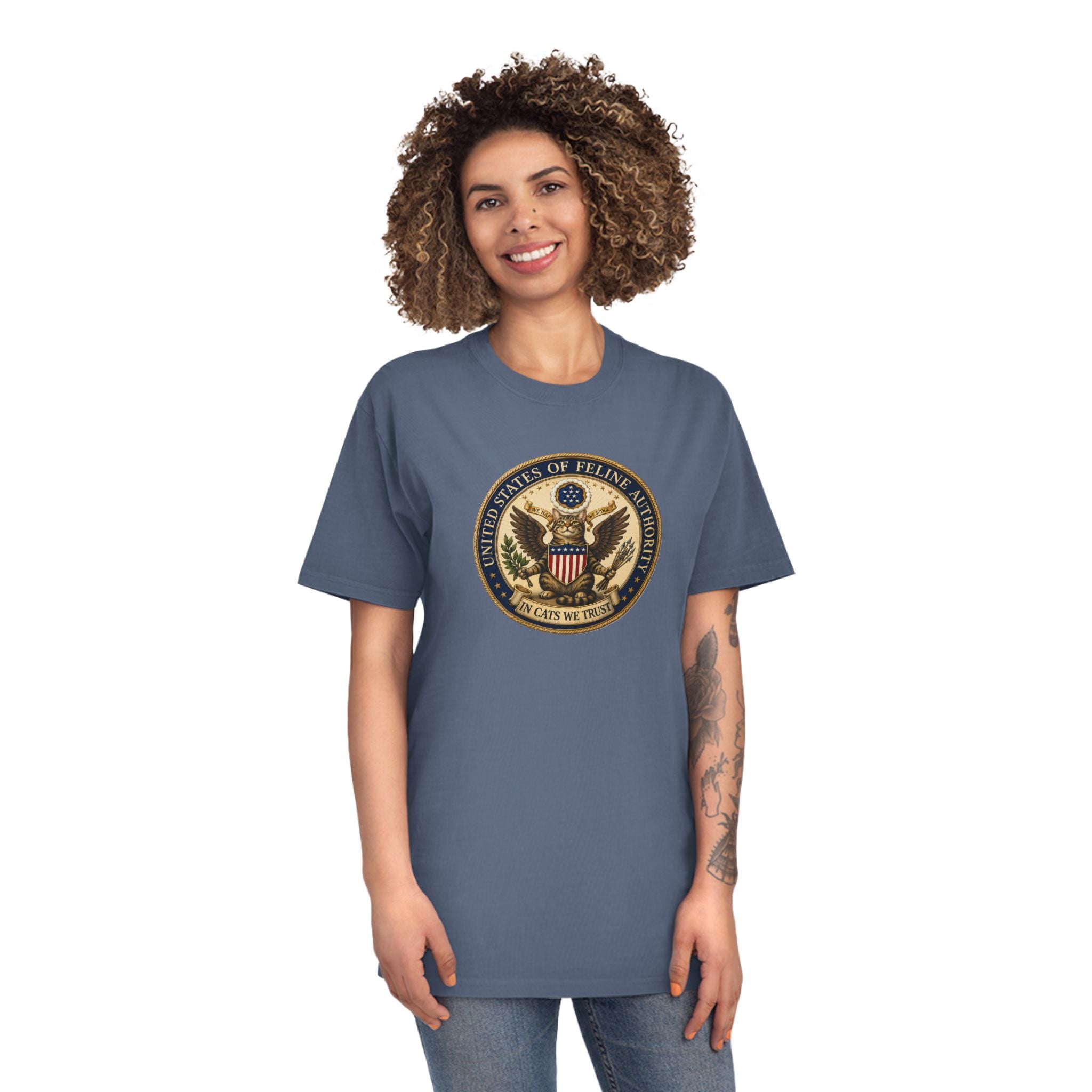 United States Of Feline Authority Vintage Seal Cat Tee