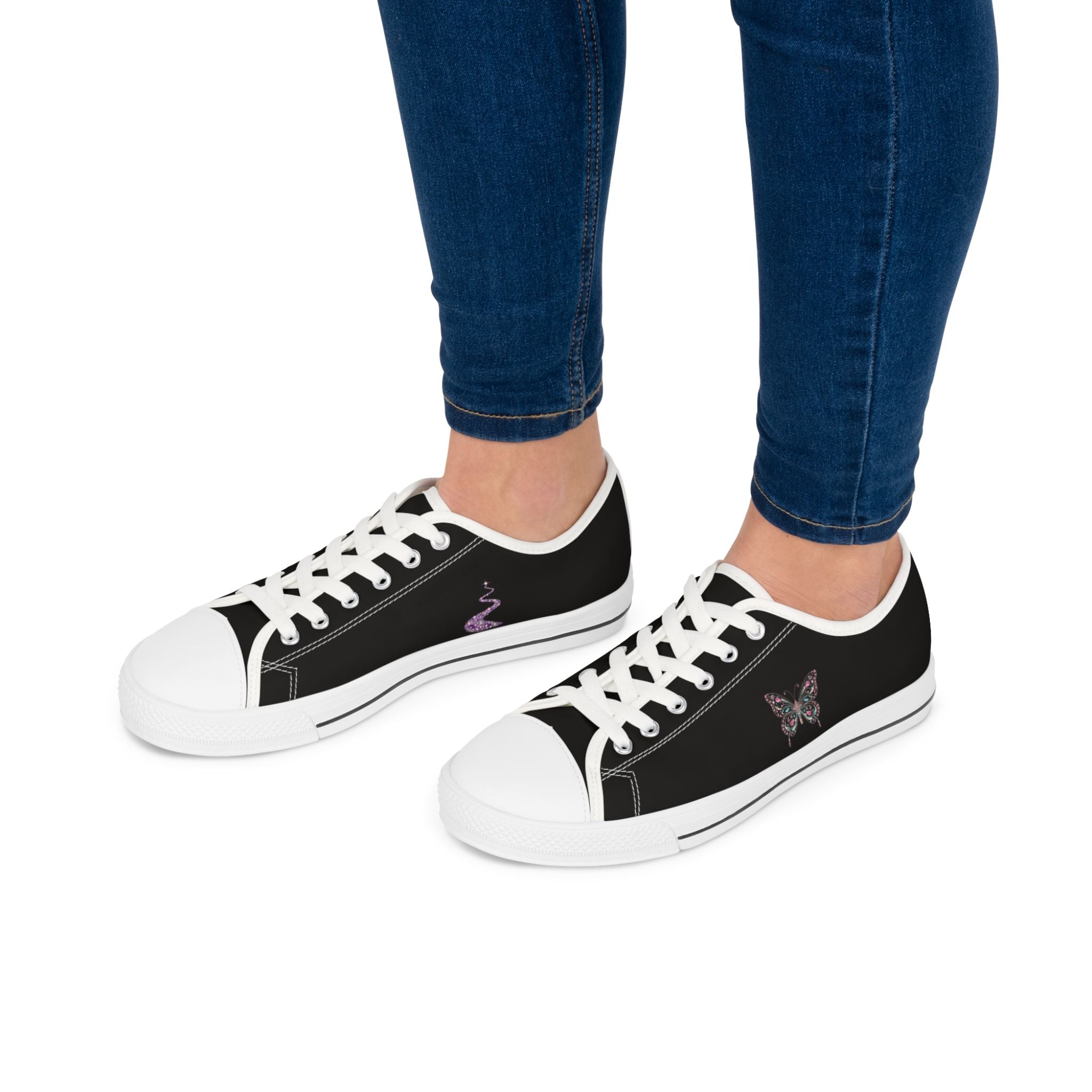 Rhinestone Butterfly Women’s Canvas Sneakers