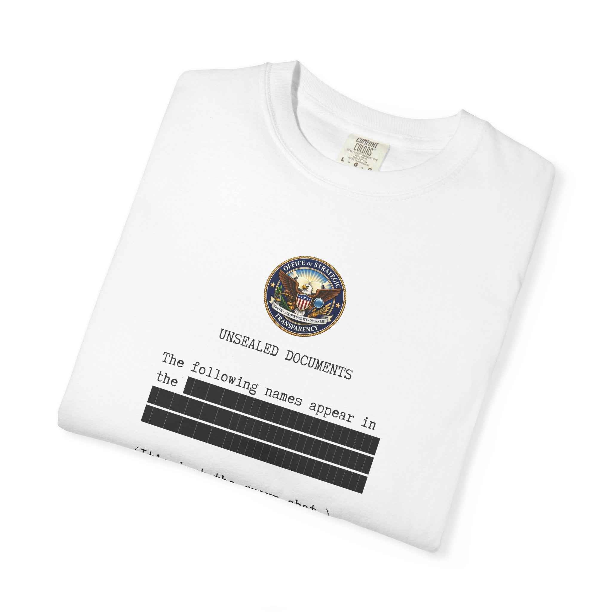 Unsealed Documents Unisex T-Shirt – Redacted Group Chat Political Satire Tee