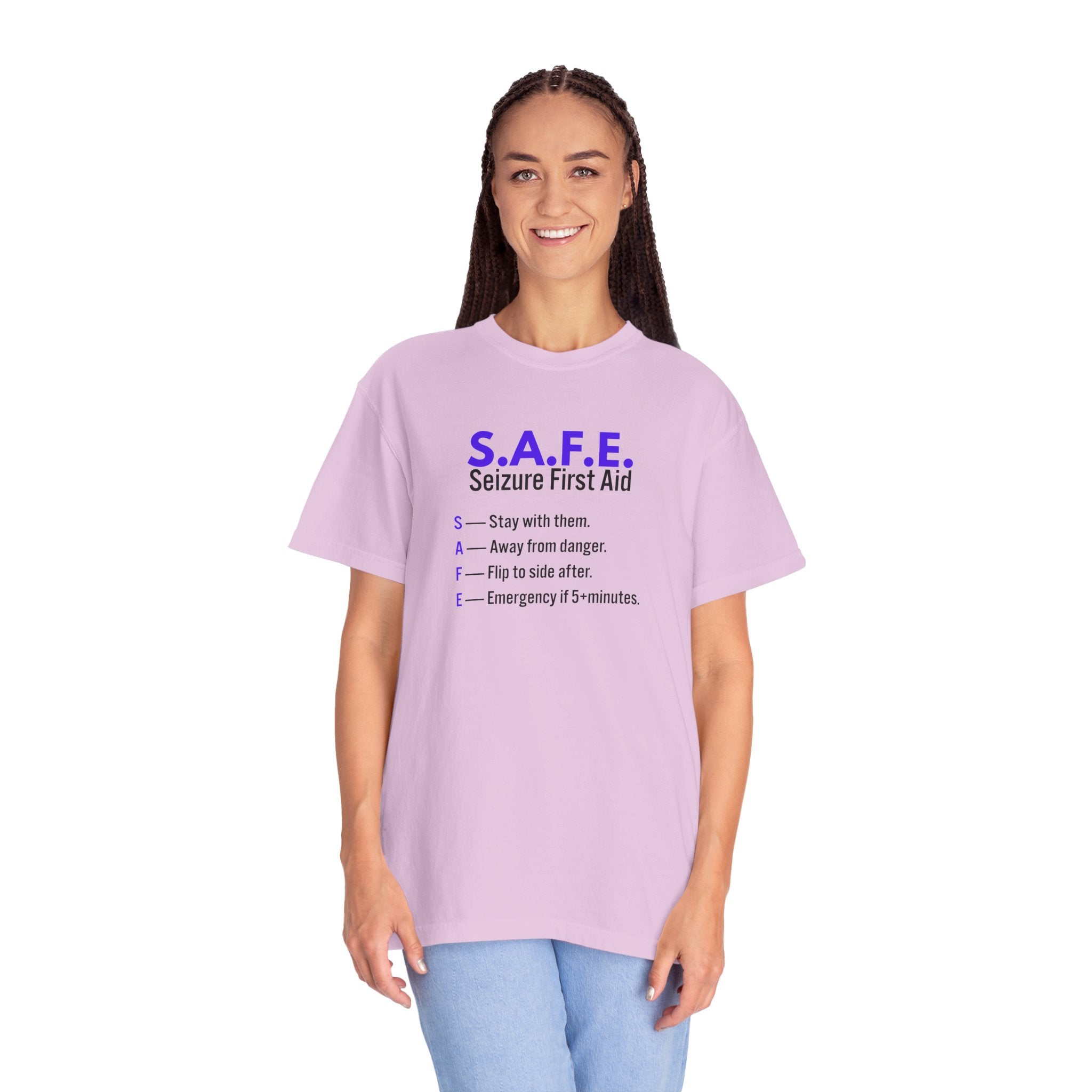S.A.F.E. Seizure First Aid T-Shirt – Epilepsy Awareness Education Tee