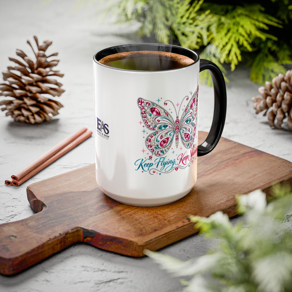 Keep Flying, Keep Shining Rhinestone Butterfly Mug (11oz & 15oz)