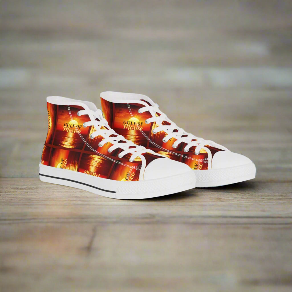 Vintage Style High Top Sneakers - Bold 'Gulf of Mexico' Design Printify