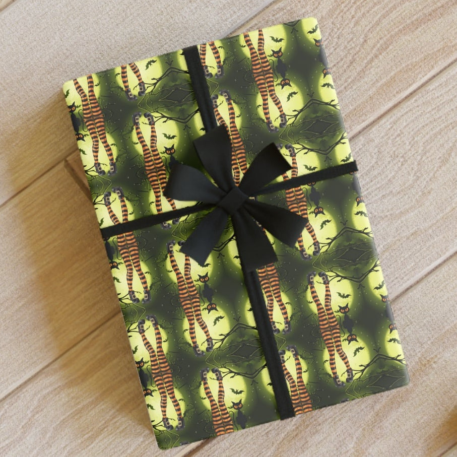 Halloween Cat Lady Gift Wrapping Paper Roll