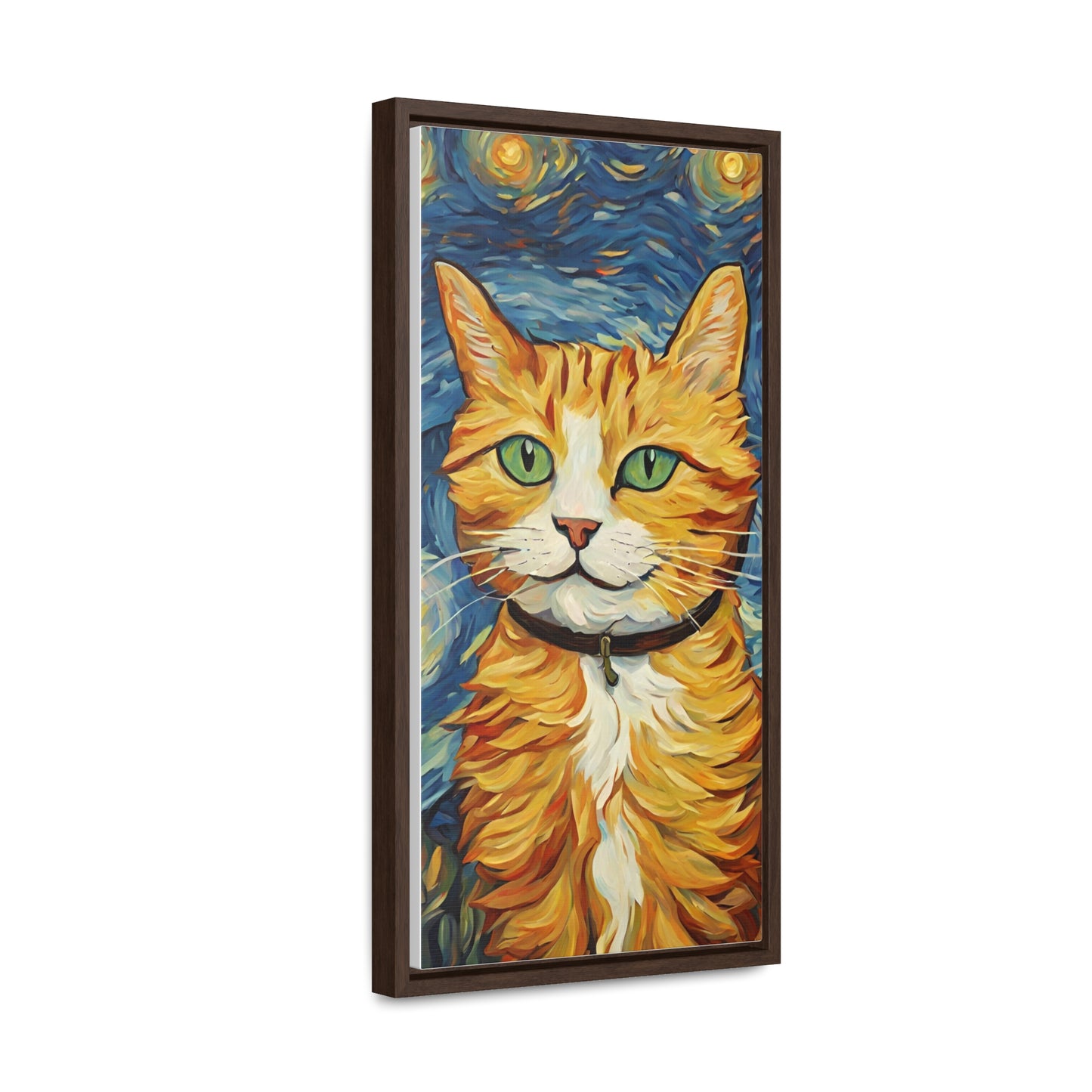 Van Gogh Style Cat Gallery Canvas Wraps, Vertical Frame