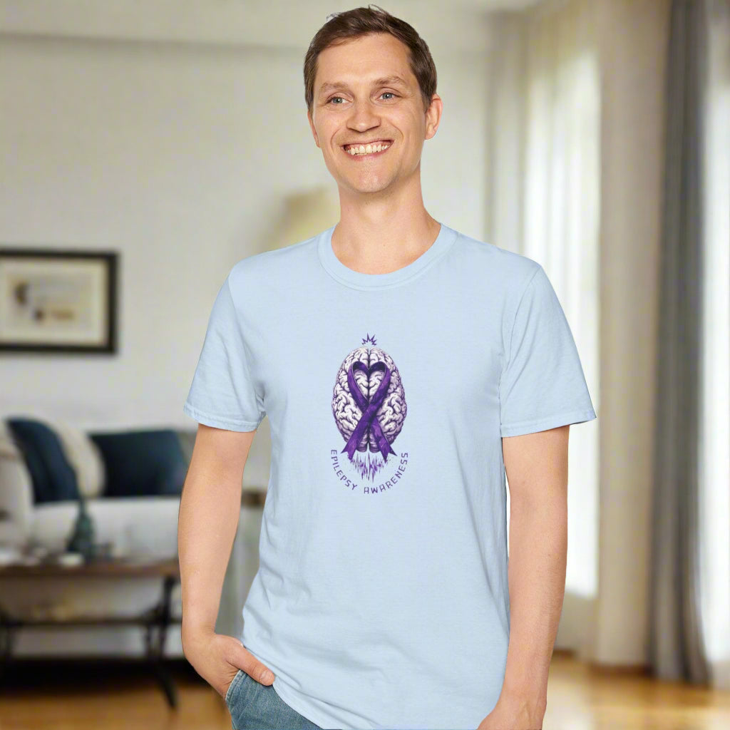Purple Ribbon Brain Graphic Unisex T-Shirt