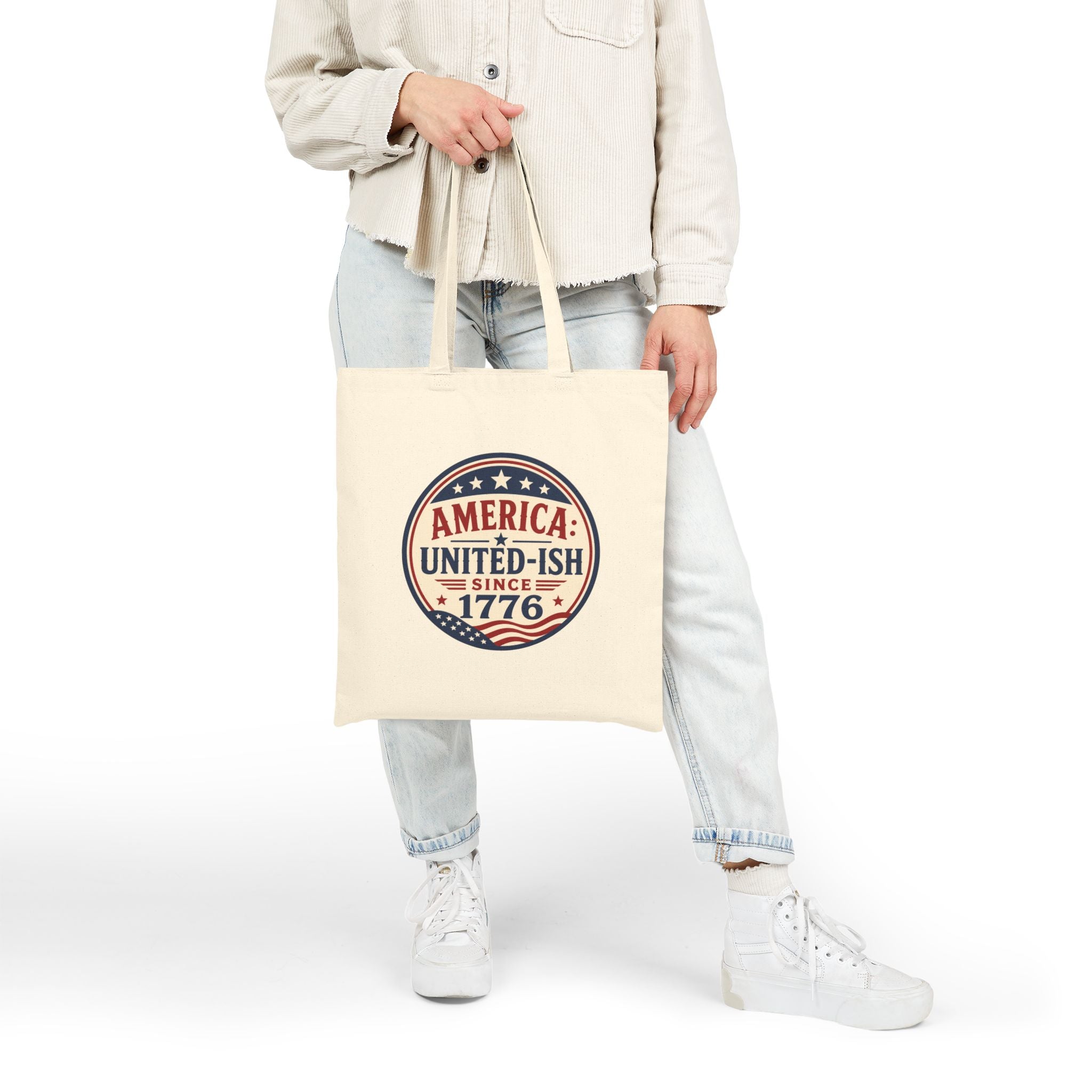 America United-ish Since 1776 Patriotic Canvas Tote Bag | Americana USA Carryall