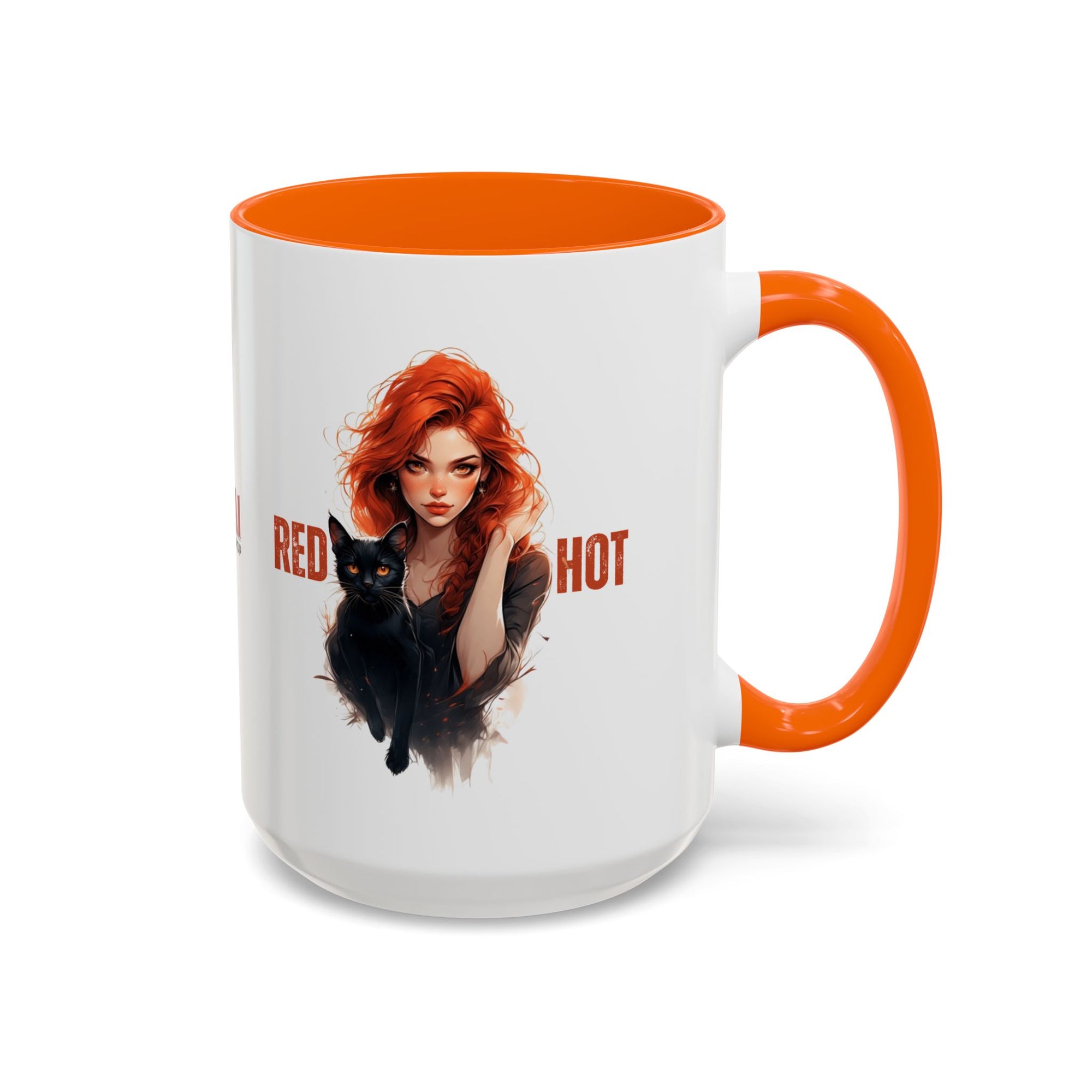 Red Hot Coffee Mug with Artistic Cat-Themed Design