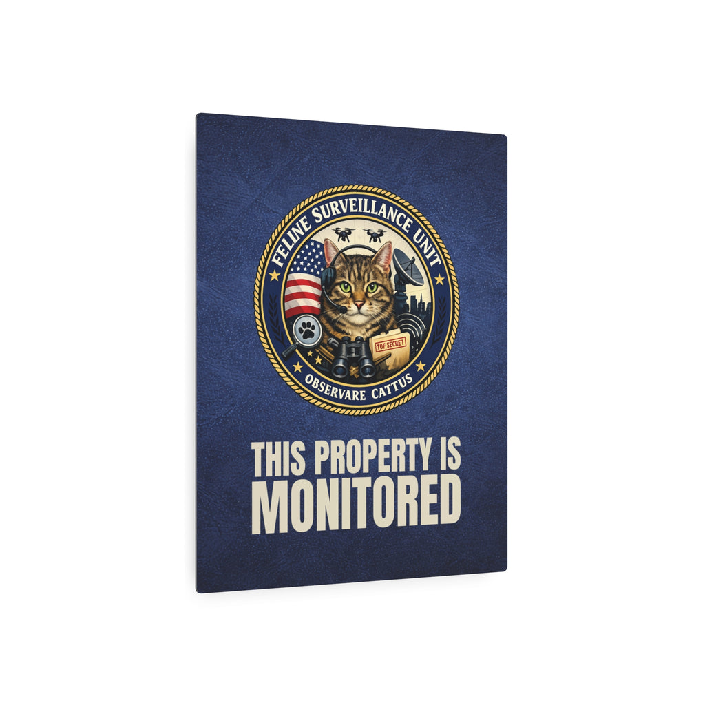 Feline Surveillance Unit Metal Sign | This Property Is Monitored