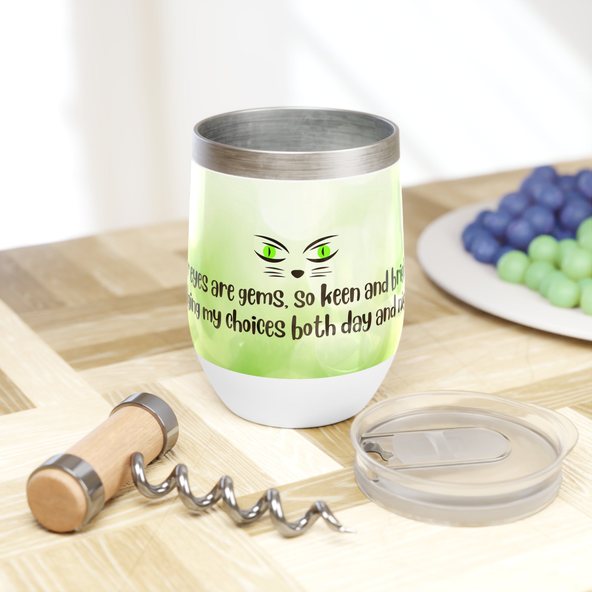 Photo depicting the ​Judging Eyes Chill Wine Tumbler from EpiAl's Shop.