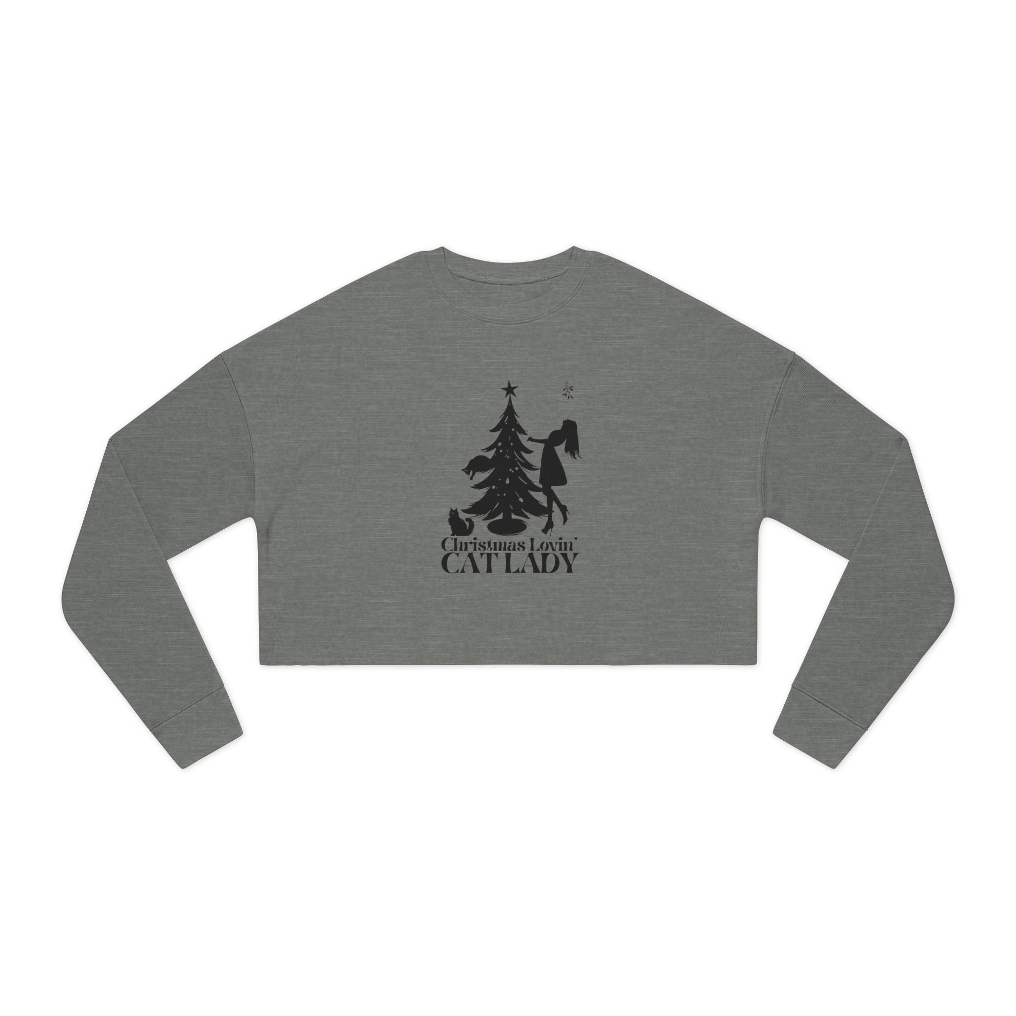 Photo depicting the ​Christmas Lovin' Cat Lady Cropped Sweatshirt from EpiAl's Shop.