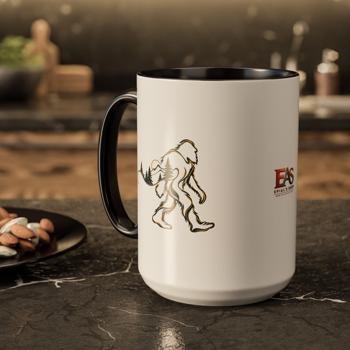 Barely There Bigfoot Ceramic Mug | Abstract Sasquatch Forest Art | 11oz & 15oz