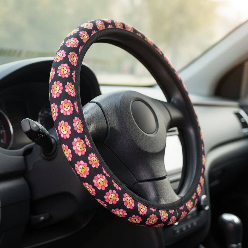 Furreal Flower Cat Steering Wheel Cover – Snarky Bloom Edition