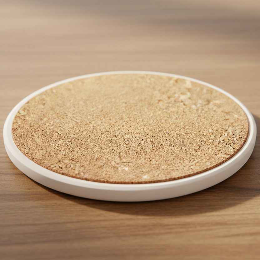 “Cup Goes Here” Cat Coaster – Vintage Sketch Ceramic Coaster with Cork Backing | Funny Minimalist Cat Decor