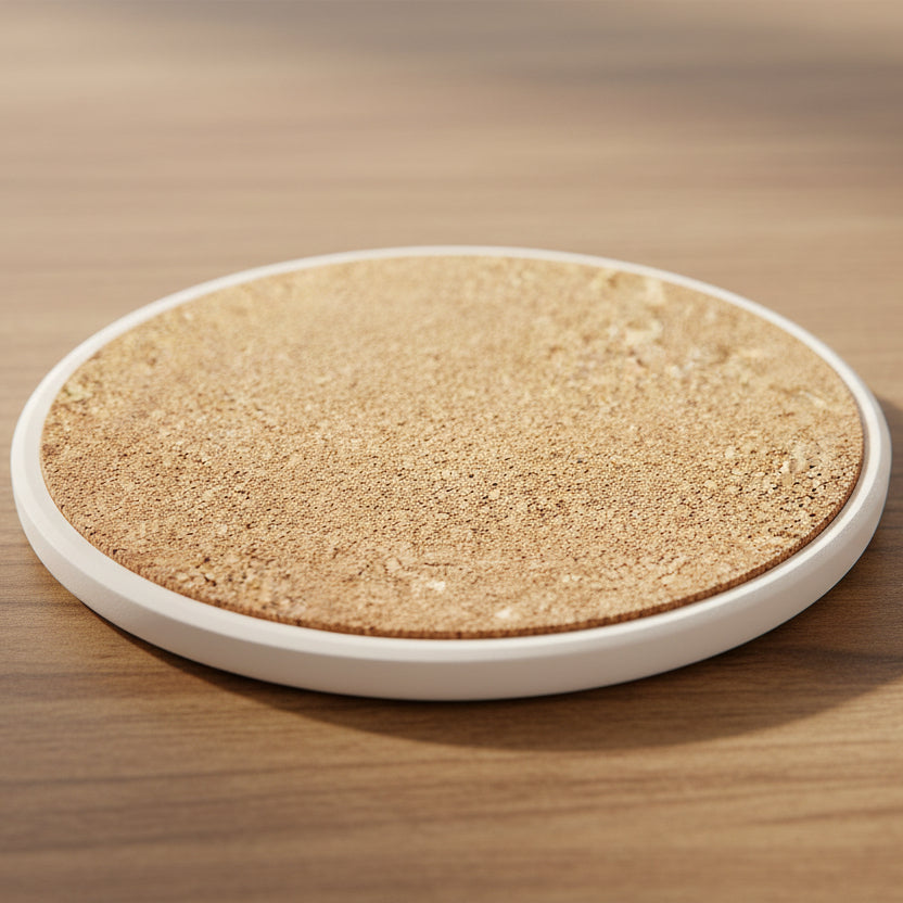 “Cup Goes Here” Cat Coaster – Vintage Sketch Ceramic Coaster with Cork Backing | Funny Minimalist Cat Decor