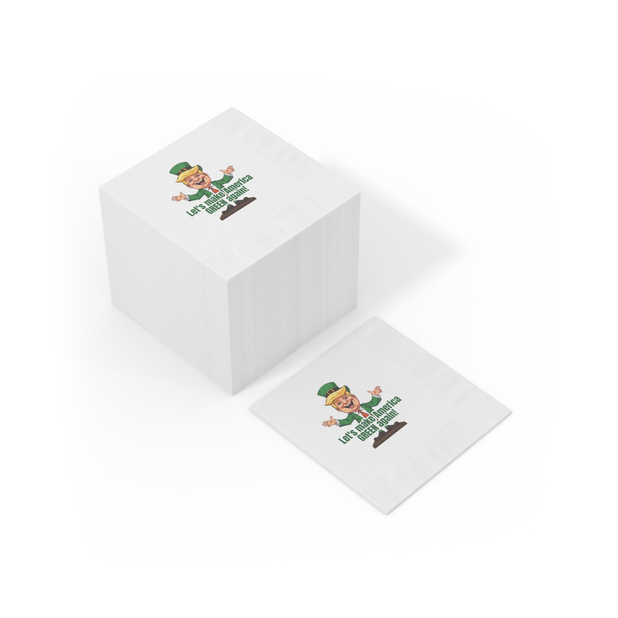 Parody St. Patrick's Day White Coined Napkins