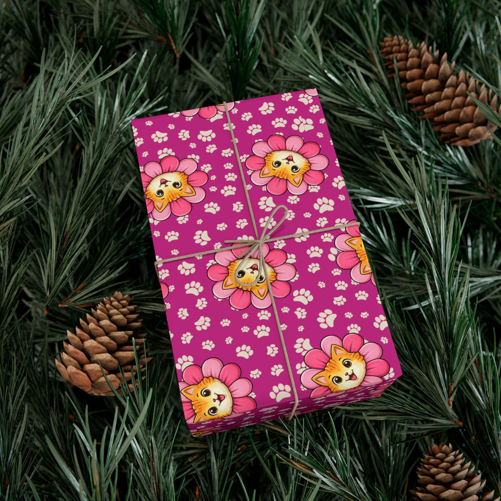 Pink Cat Blossom Gift Wrap | Cute Cat Lover Wrapping Paper