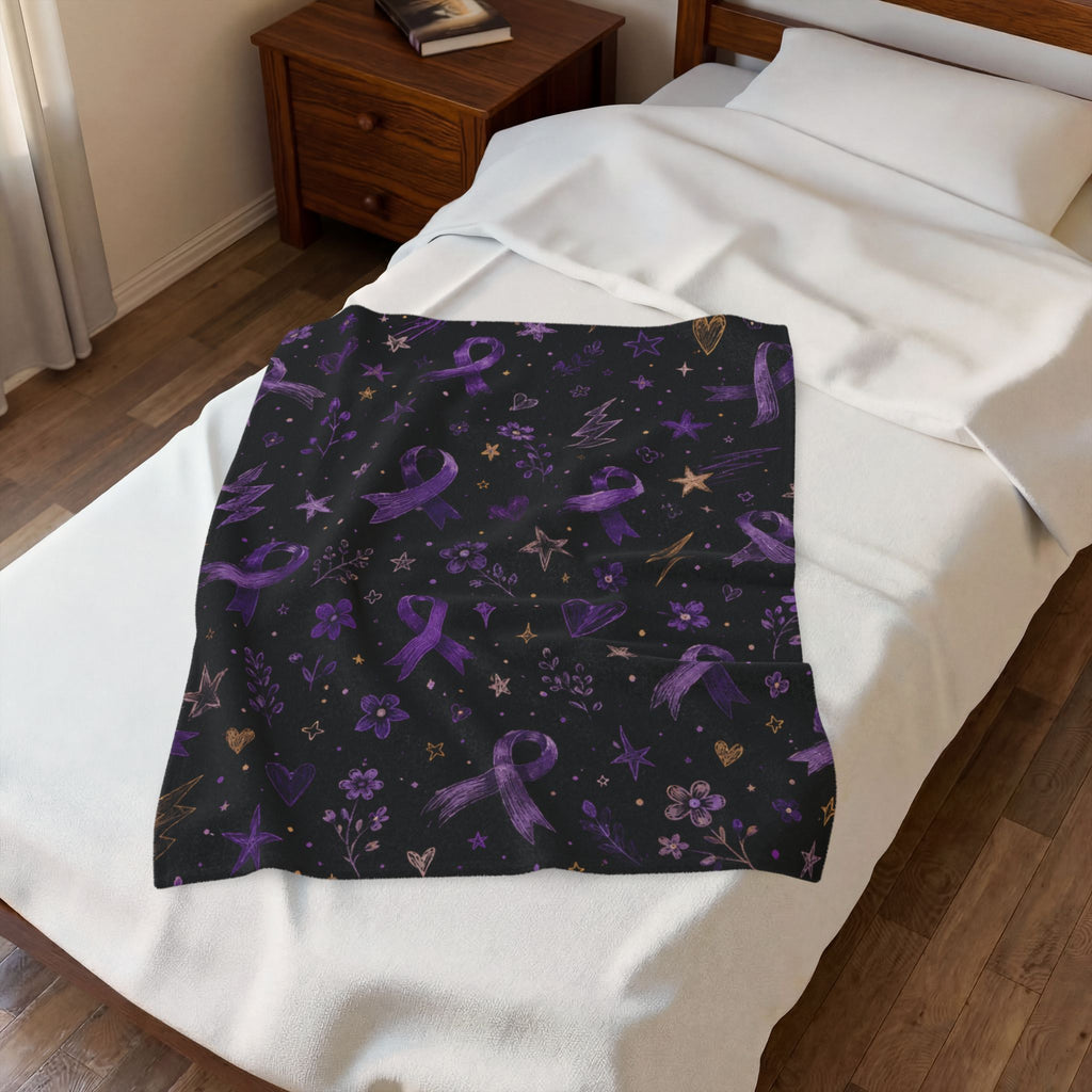 Purple Epilepsy Awareness Ribbon Velveteen Plush Blanket