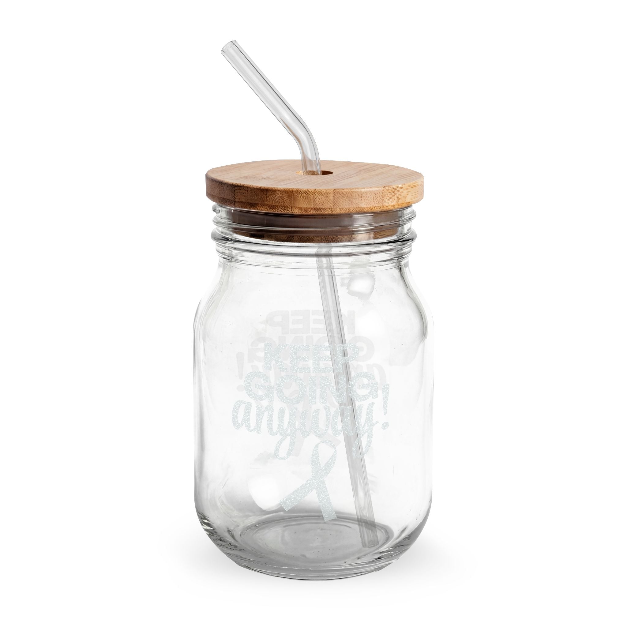 Keep Going Anyway Epilepsy Awareness Engraved Glass Sipper with Straw, 16 oz