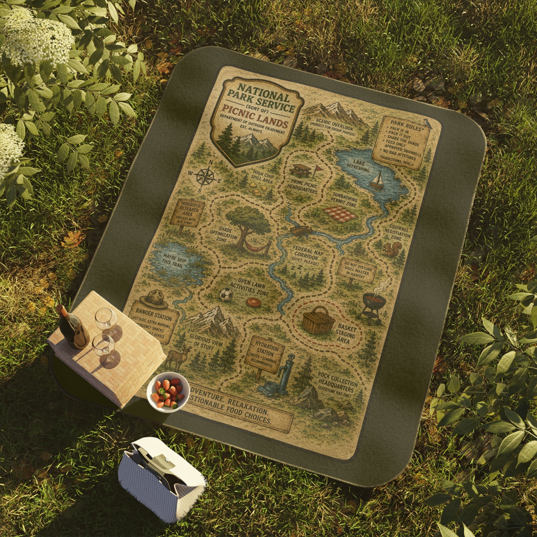 National Park Service (Sort Of) Picnic Lands Blanket | Funny Americana