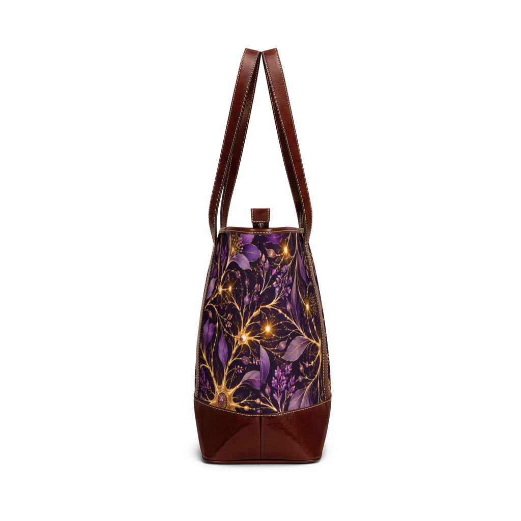 Beautifully Miswired Purple & Gold Neuron Floral Tote Bag | Epilepsy Awareness Handbag