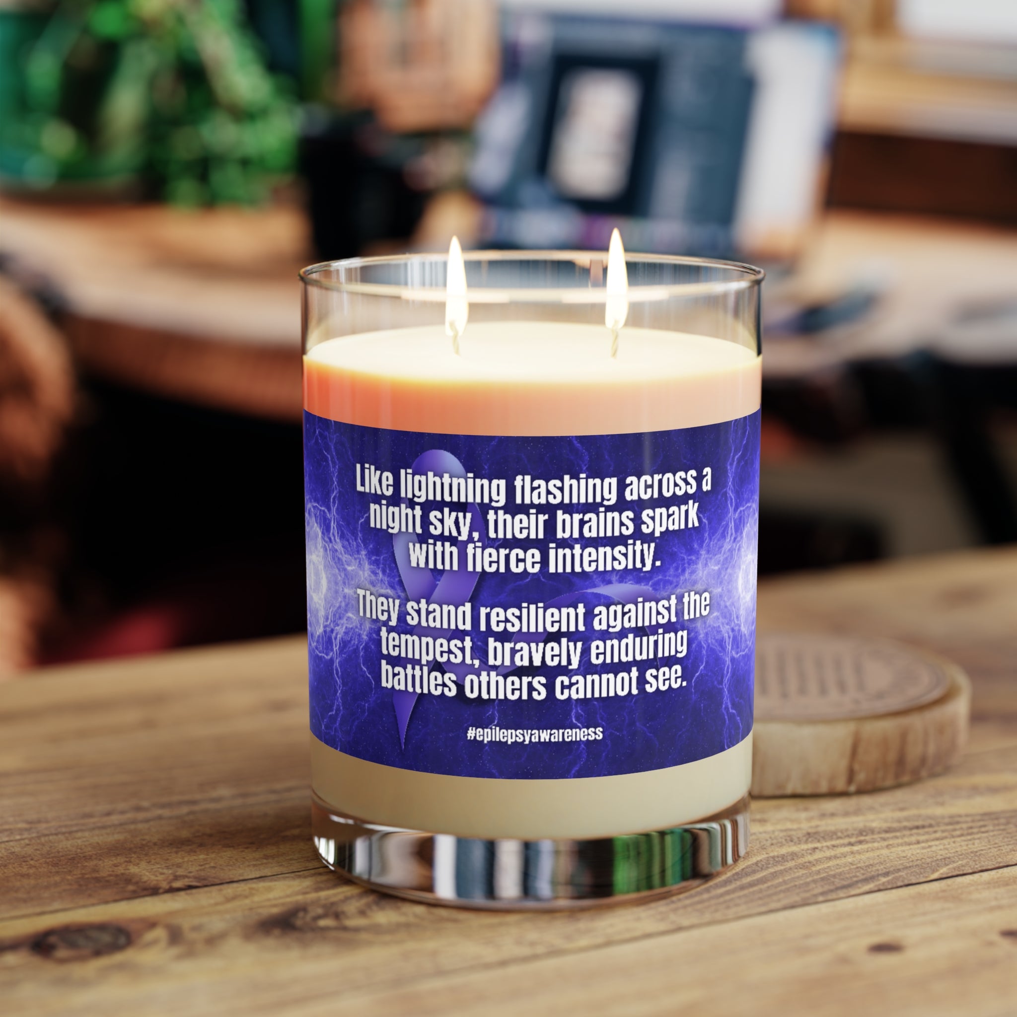 Photo depicting the ​Resilient Against the Tempest Scented Candle - Full Glass, 11oz from EpiAl's Shop.