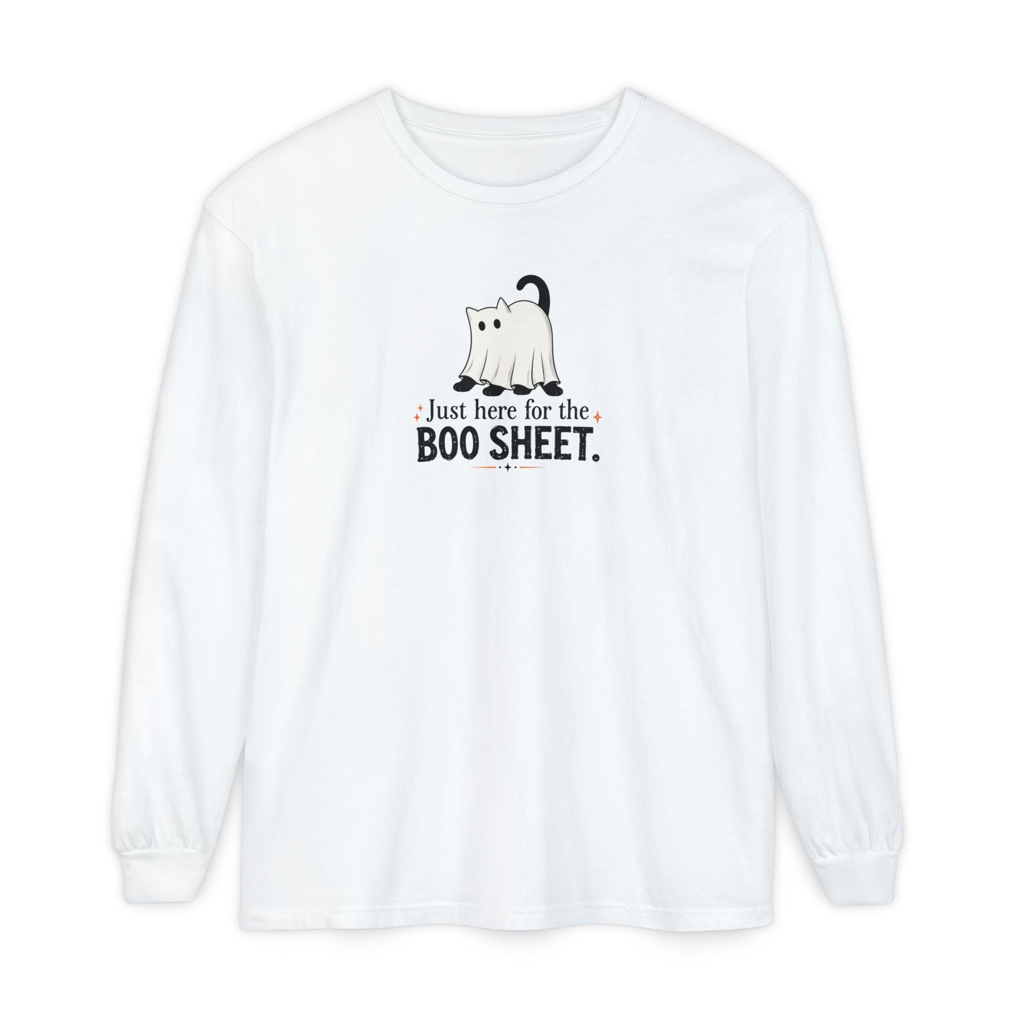 Just Here for the Boo Sheet Halloween Cat Long Sleeve Shirt