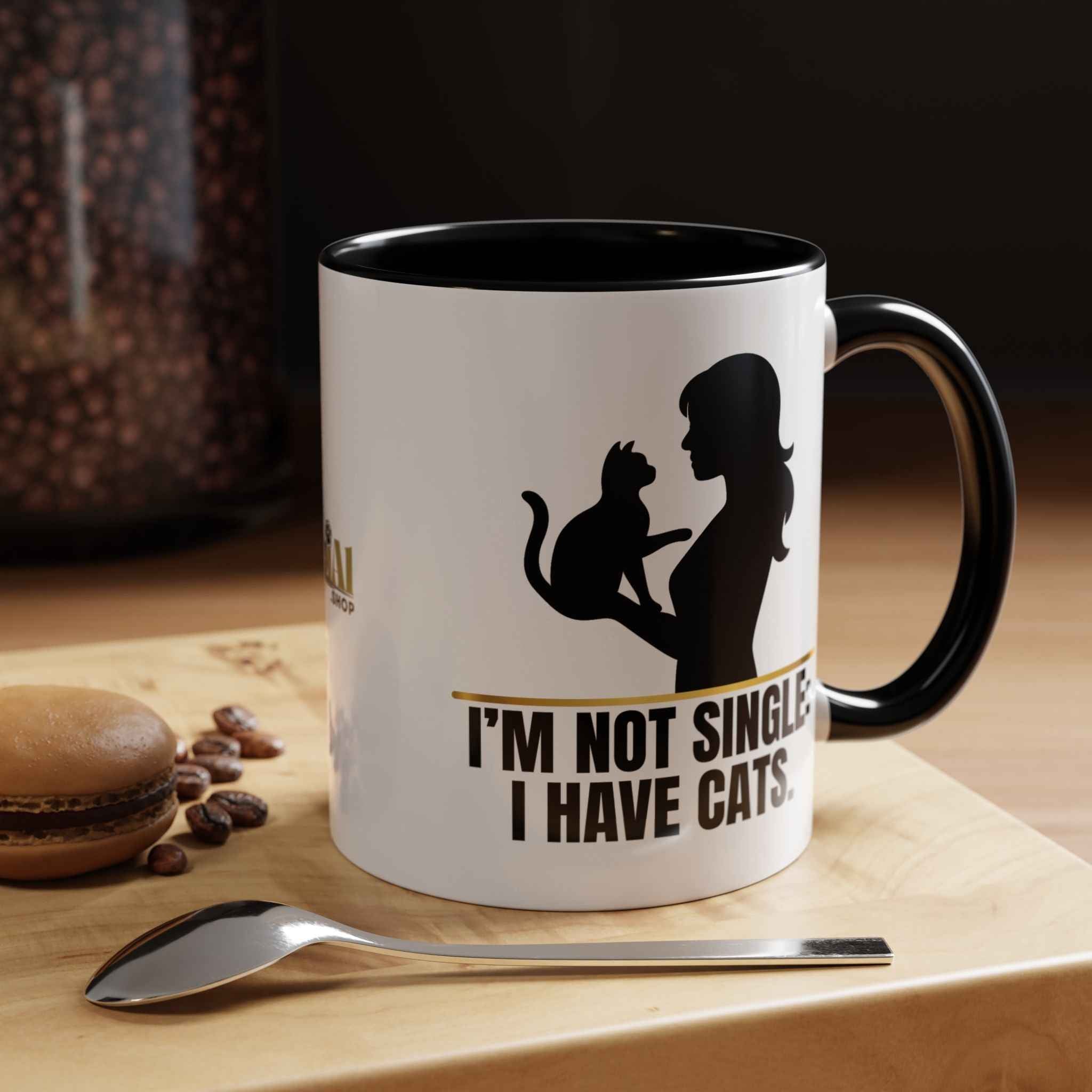 “I’m Not Single: I Have Cats.” Cat Lady Silhouette Coffee Mug