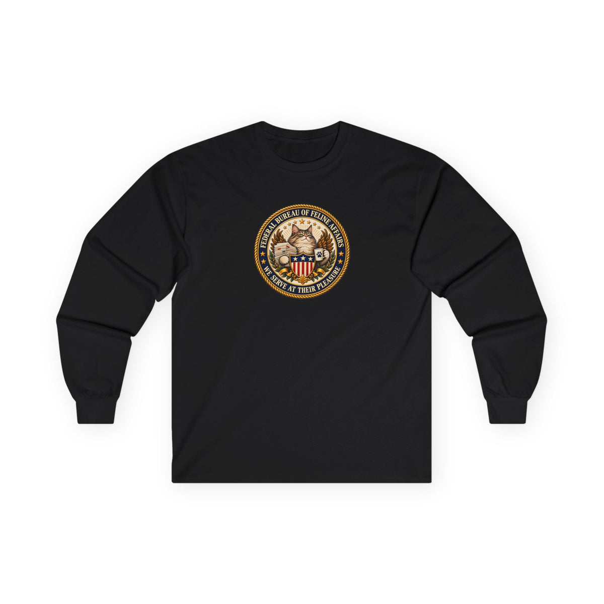 Federal Bureau of Feline Affairs Long Sleeve Shirt | Funny Cat Government Parody Tee