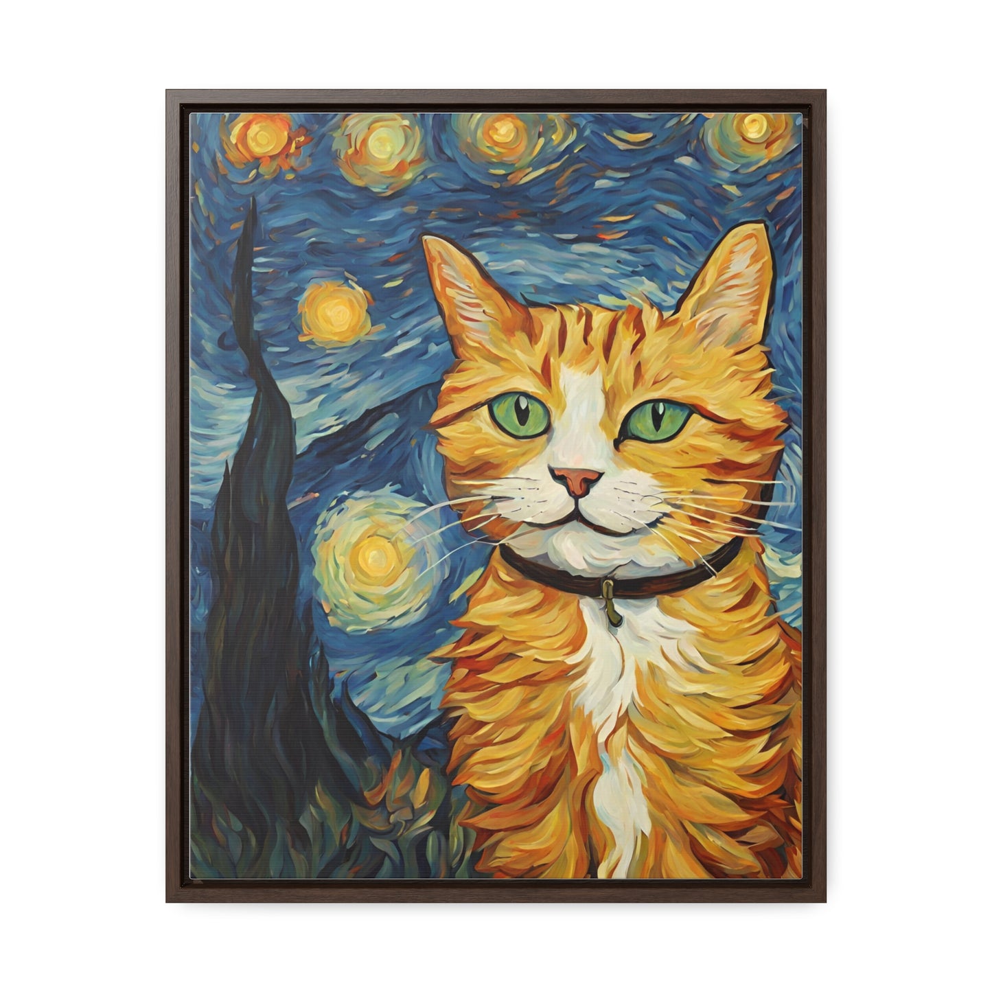 Van Gogh Style Cat Gallery Canvas Wraps, Vertical Frame