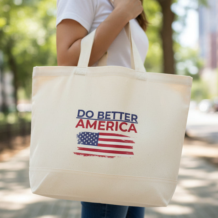 Do Better America Canvas Tote Bag – Patriotic Heavyweight Zipper Tote