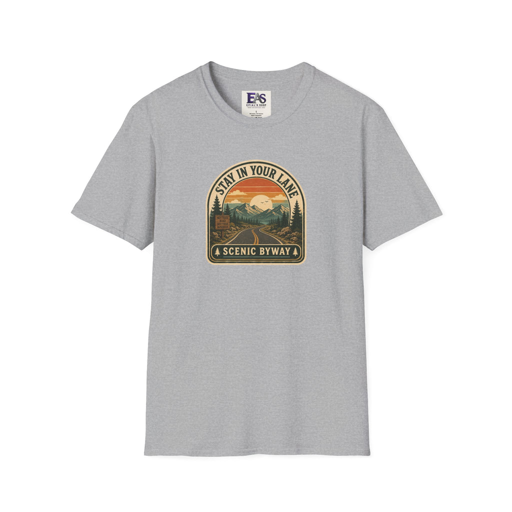 Stay in Your Lane Scenic Byway Unisex T-Shirt | Retro Road Trip Graphic Tee