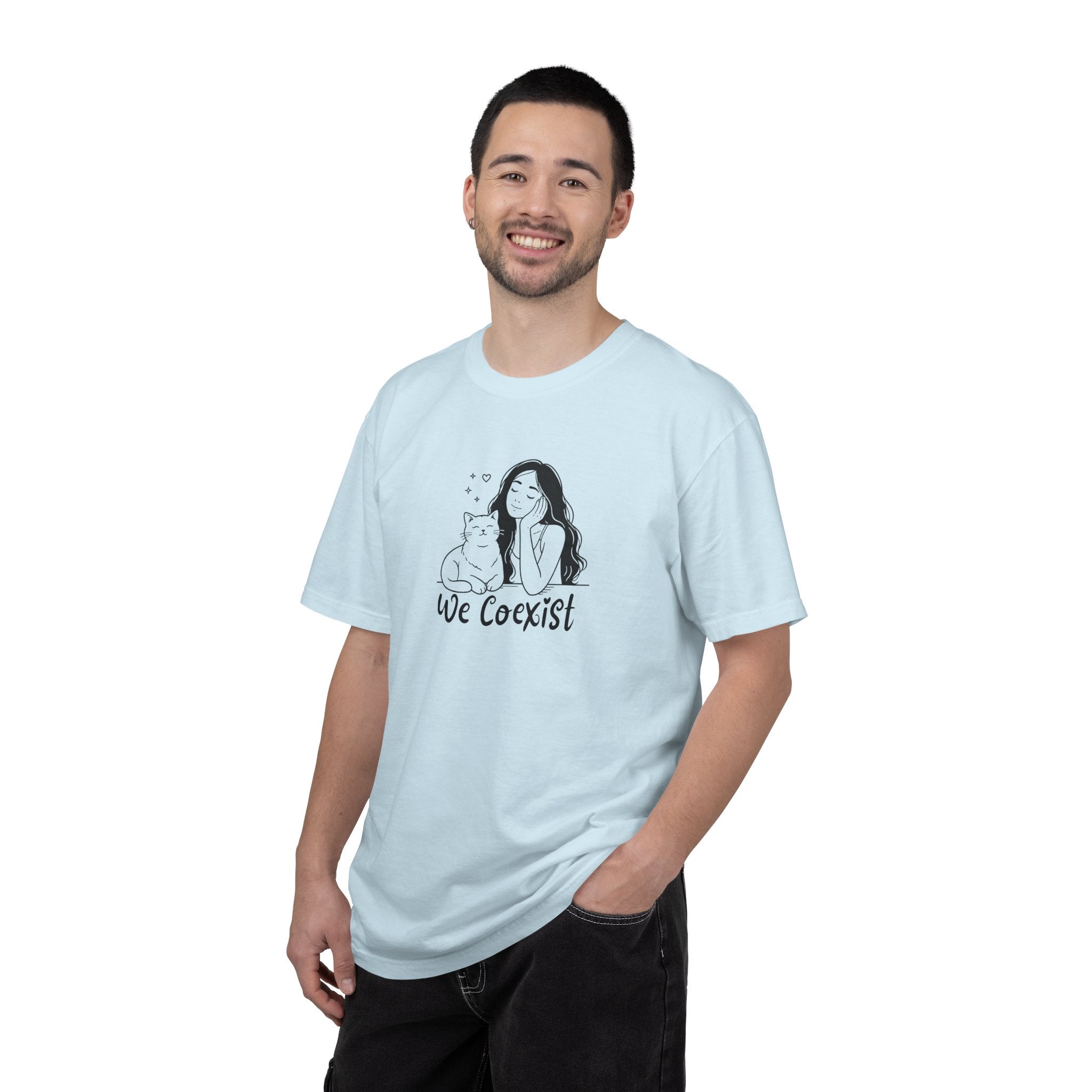 We Coexist T-Shirt – Minimalist Cat Lover Graphic Tee