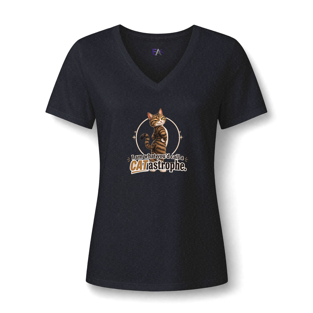 CATastrophe Women’s Relaxed V-Neck T-Shirt