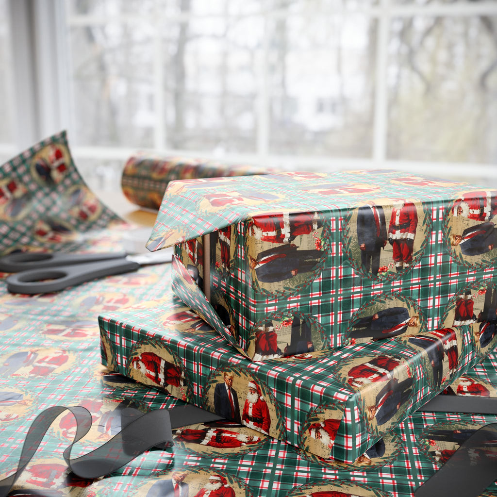 Vintage Style Trump Santa Wrapping Paper for Holiday Gifts