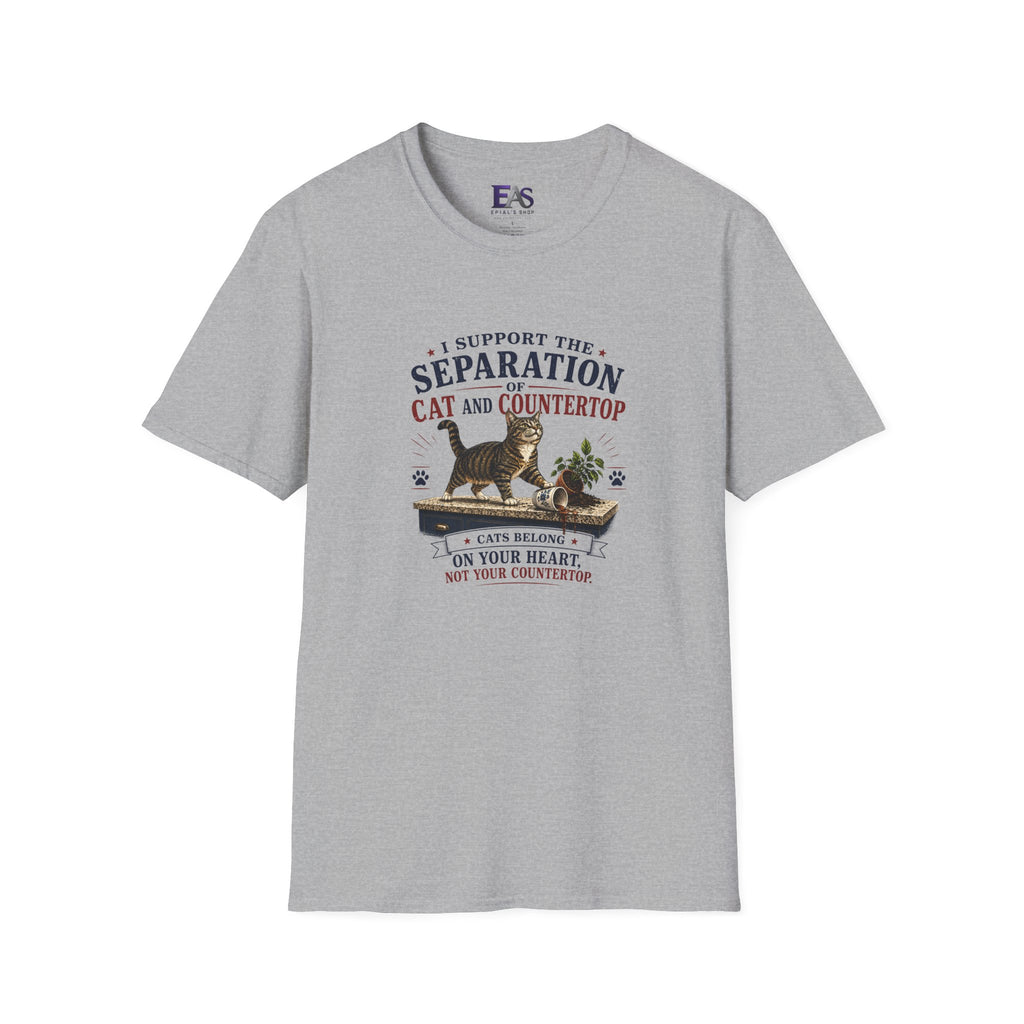 Separation of Cat and Countertop T-Shirt | Funny Cat Lover Tee
