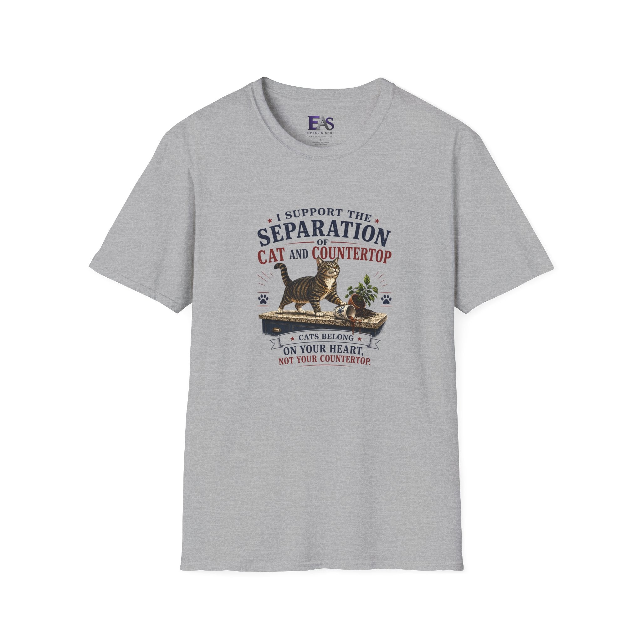 Separation of Cat and Countertop T-Shirt | Funny Cat Lover Tee