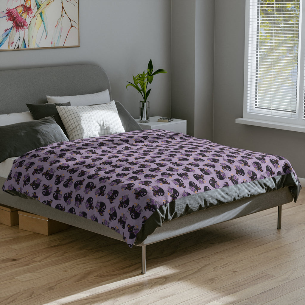 Resting Witch Face Black Cat Velveteen Blanket
