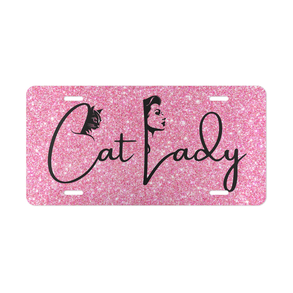 Sparkly Cat Lady Vanity Plate - License Plate for Cat Lovers Printify