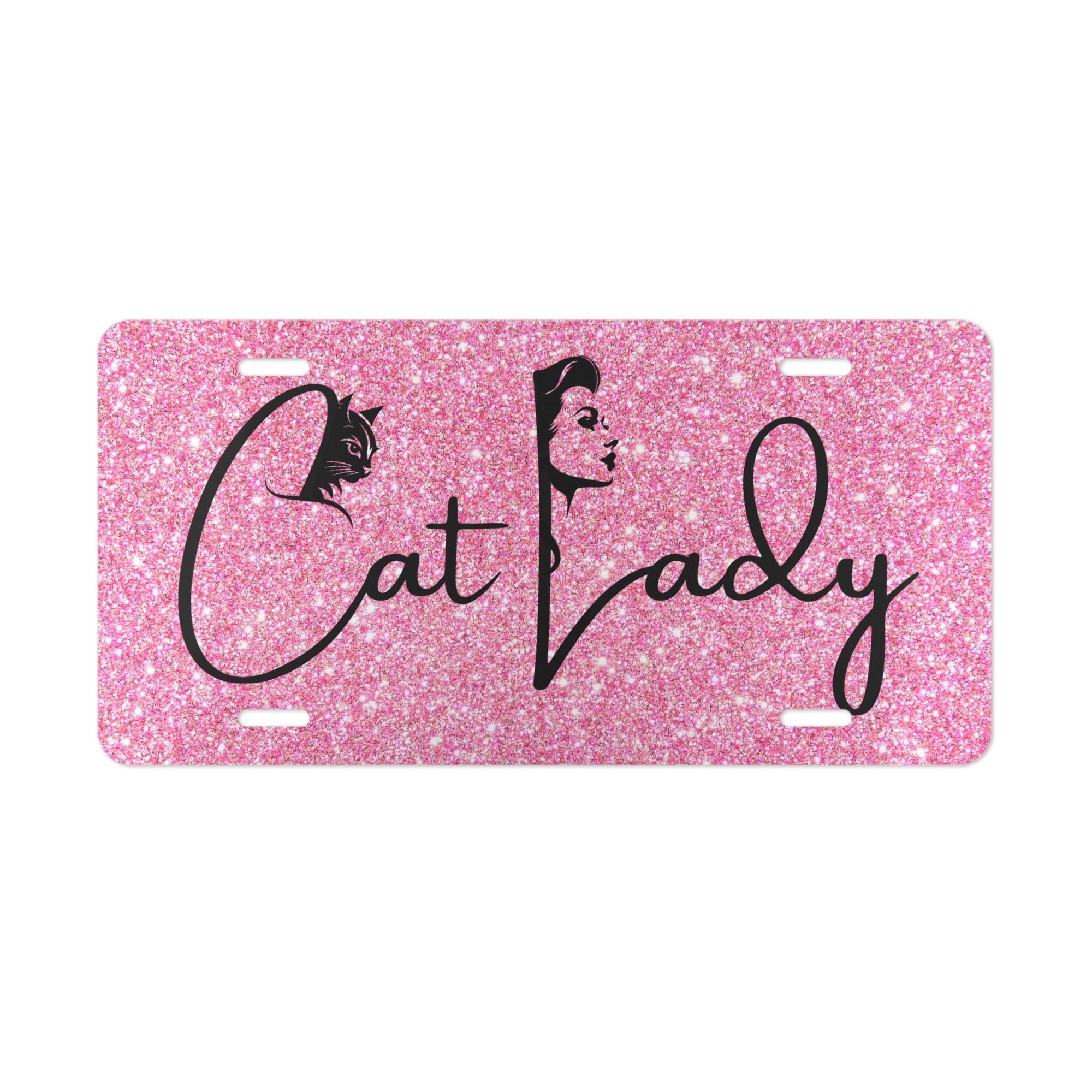 Sparkly Cat Lady Vanity Plate - License Plate for Cat Lovers Printify